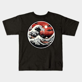 The Red wave of kanagawa Kids T-Shirt